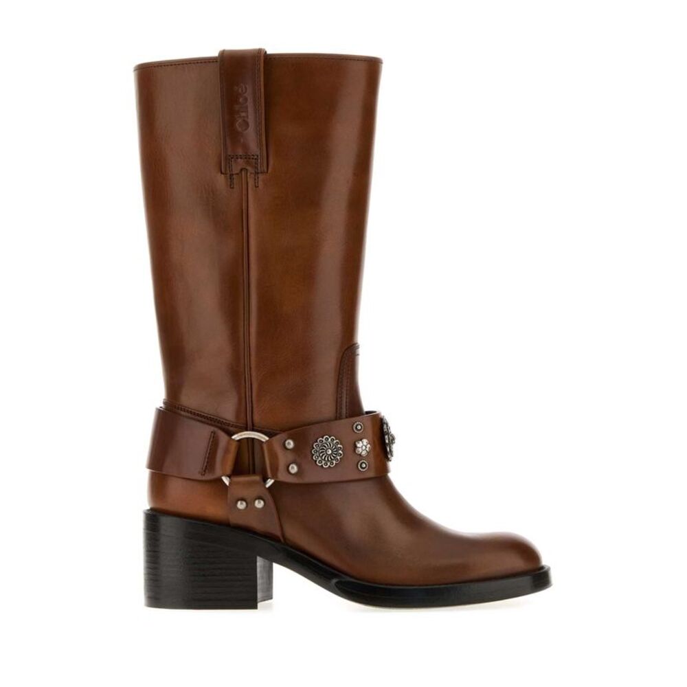Chloe Women Brown Leather Dakota Boots